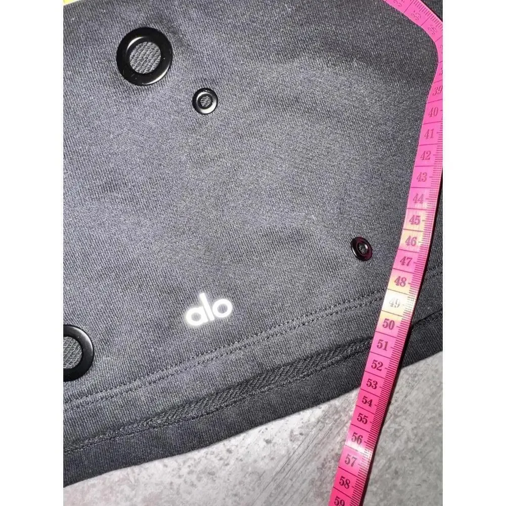 Alo Yoga Black Cadence Cropped Sweatshirt with Grommets sz XS